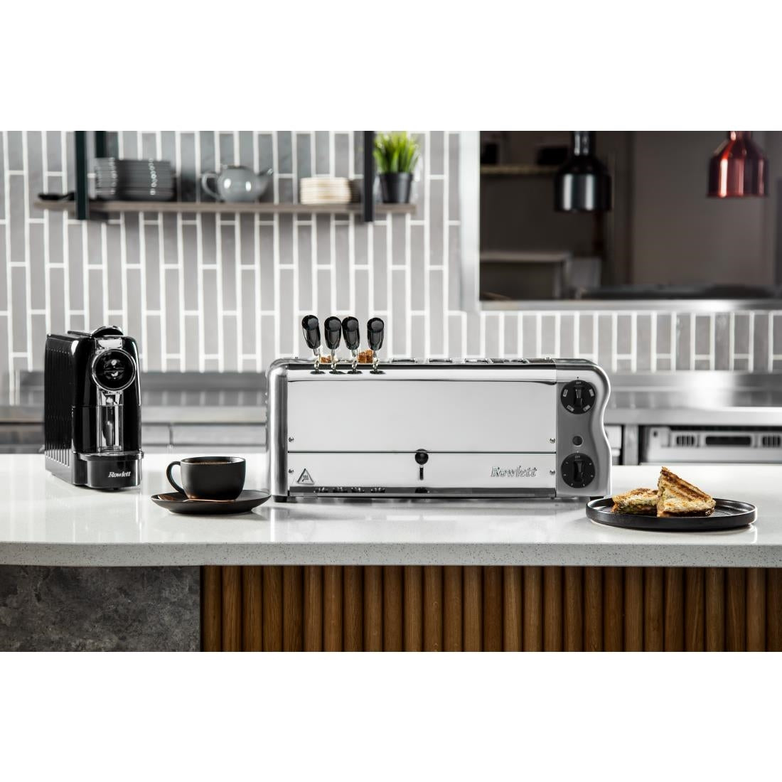 Rowlett Esprit 6 Slot Toaster Chrome w/2x Additional Elements & Sandwich Cage • PAS-HW915-A