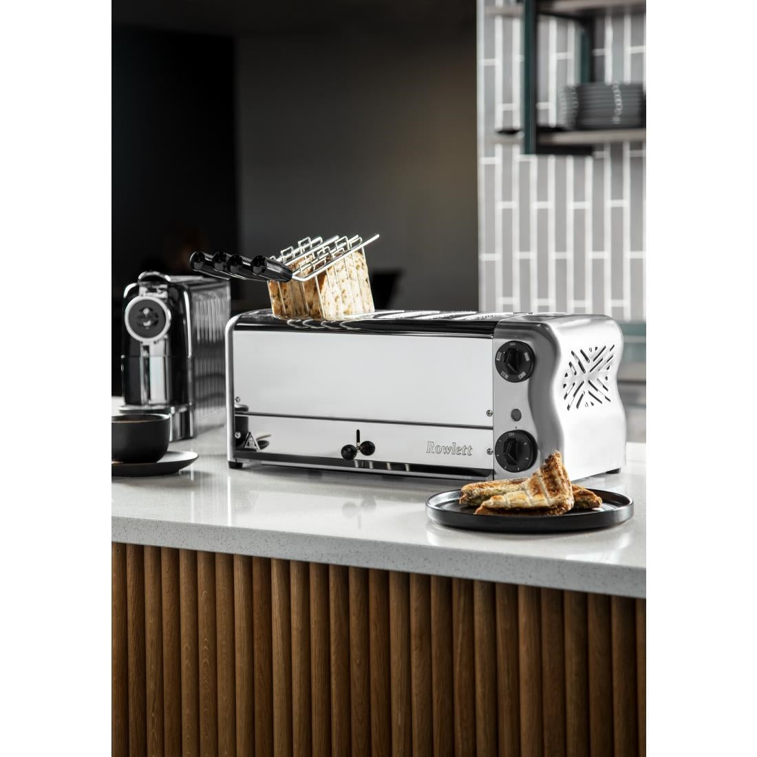 Rowlett Esprit 6 Slot Toaster Chrome w/2x Additional Elements & Sandwich Cage • PAS-CH185-A