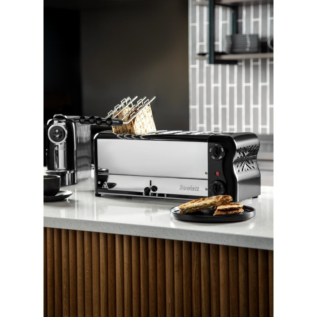 Rowlett Esprit 6 Slot Toaster Jet Black w/2x Additional Elements & Sandwich Cage • PAS-HW917-A