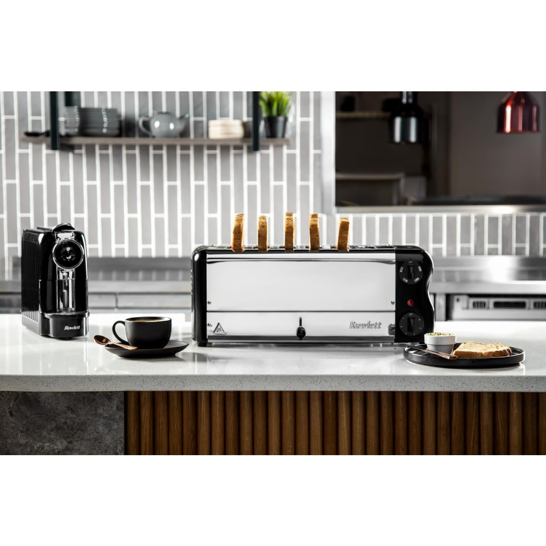 Rowlett Esprit 6 Slot Toaster Jet Black w/2x Additional Elements & Sandwich Cage • PAS-HW917-A