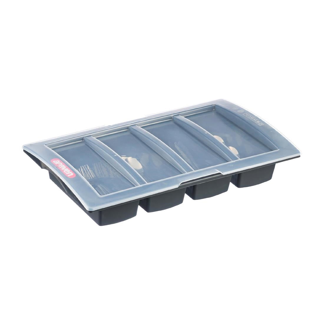 Araven Dark Grey Cutlery Tray with Lid • PAS-CH934