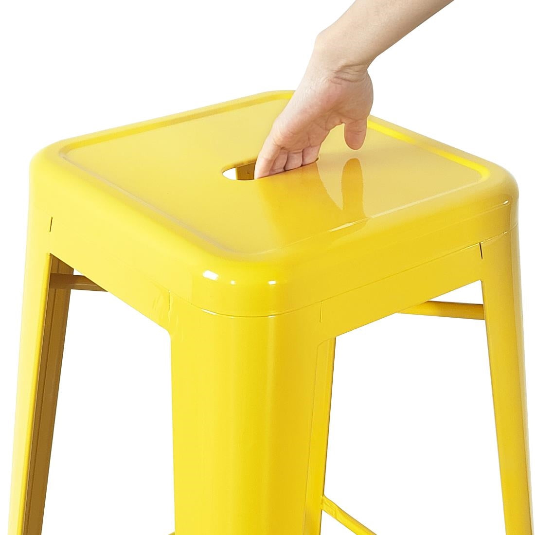 Bolero Bistro Metal High Bar Stool Yellow (4 Pack) • PAS-CH999