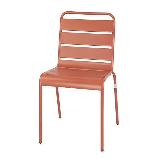 Bolero Terracotta Slatted Steel Side Chairs (4 Pack) (Seat Height: 450mm | Pack Quantity: 4) • PAS-CK063