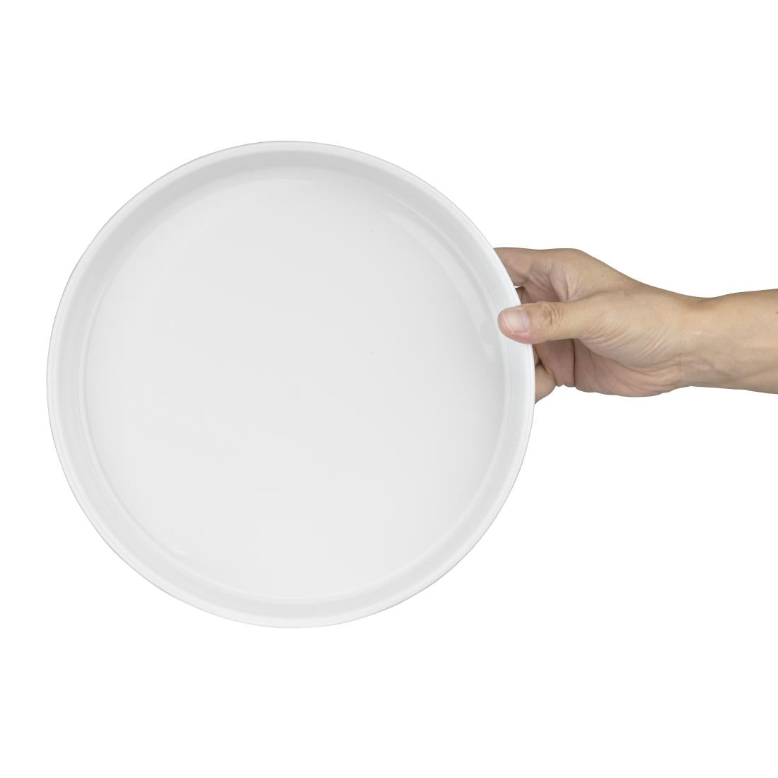 Olympia Whiteware Flat Walled Bowl - 270mm (4 Pack) • PAS-CK072