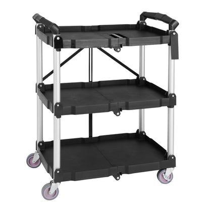 Vogue 3 Tier PP Folding Trolley Black Small • PAS-CK113