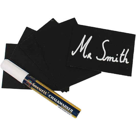 Securit Mini Chalkboard Tag Making Kit A8 (20 Pack) (Size: A8 | Pack Quantity: 20x Mini Chalkboards and 1x Securit Liquid Chalk Pen) • PAS-CL310