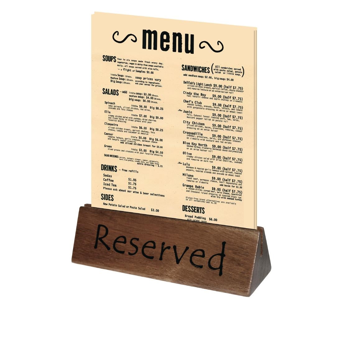 Olympia Acacia Menu Holder and Reserved Sign (10 Pack) (Pack of 10) • PAS-CL381