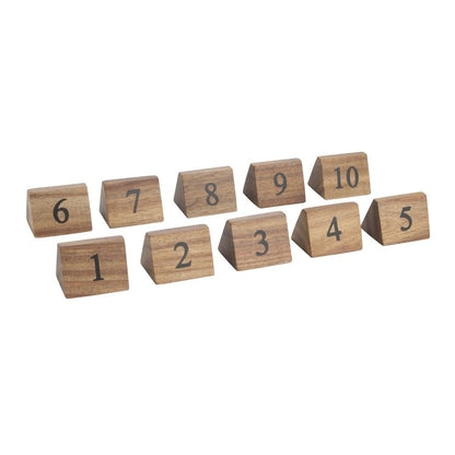 Olympia Acacia Table Number Signs Numbers 1-10 (Size: 55(H) x 35(W) x 35(D)mm / 2.1x1.3x1.3" | Pack Quantity: 10) • PAS-CL392