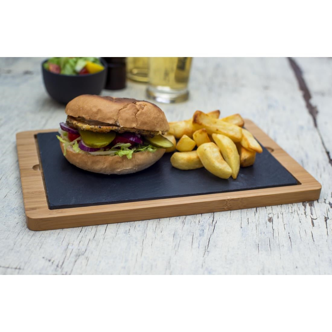 Olympia Smooth Edged Slate Platters 280 x 180mm (2 Pack) • PAS-CM063