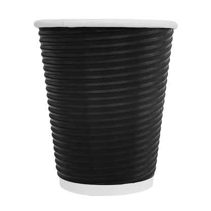 Fiesta Recyclable Takeaway Coffee Cups Ripple Wall Kraft Black 340ml (Pack of 25) • PAS-CM541