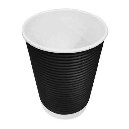 Fiesta Recyclable Takeaway Coffee Cups Ripple Wall Kraft Black 340ml (Pack of 25) • PAS-CM541