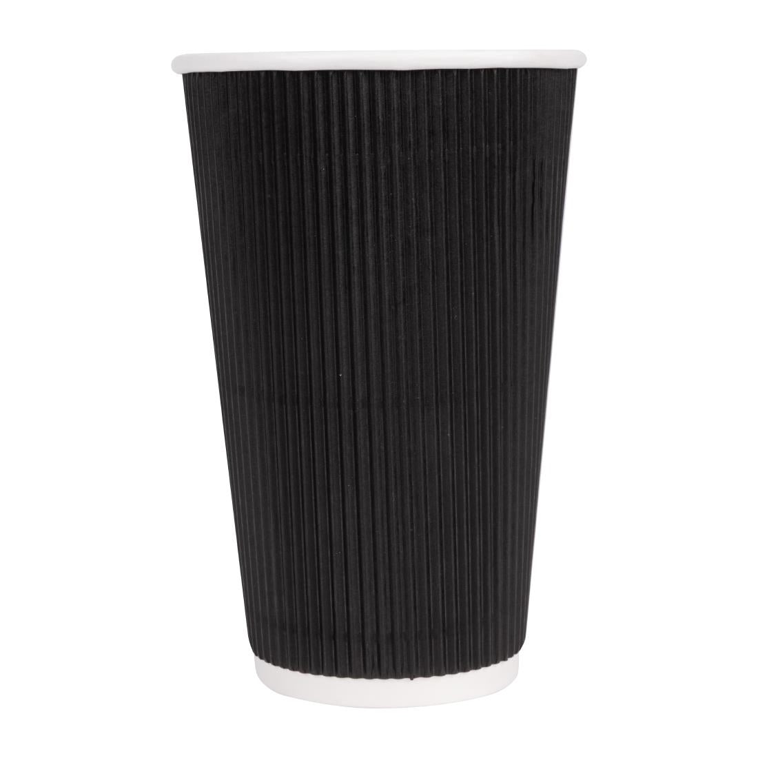 Fiesta Recyclable Hot Cup Ripple Wall Black 455ml (25 Pack) (450ml | Pack Quantity: 25) • PAS-CM542