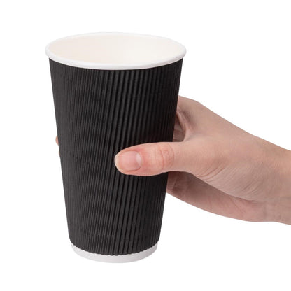 Fiesta Recyclable Hot Cup Ripple Wall Black 455ml (25 Pack) (450ml | Pack Quantity: 25) • PAS-CM542