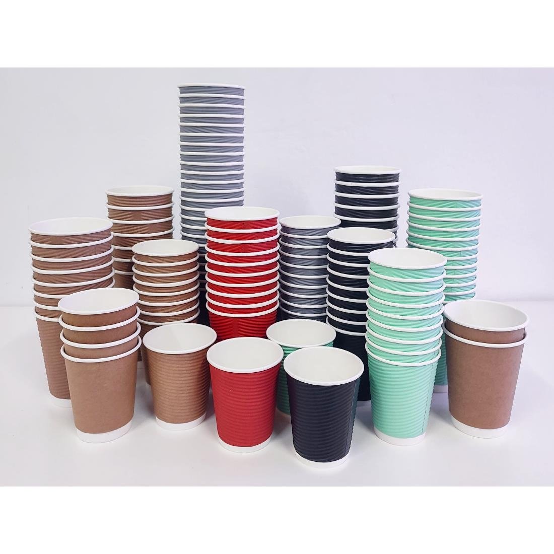 Fiesta Recyclable Takeaway Coffee Cups Ripple Wall Kraft Black 225ml (Pack of 25) • PAS-CM540