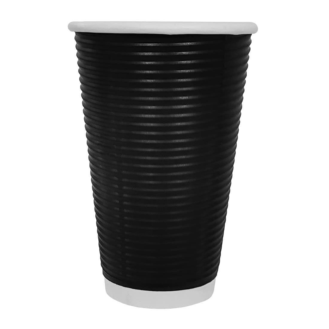 Fiesta Recyclable Takeaway Coffee Cups Ripple Wall Kraft Black 450ml (Pack of 25) • PAS-CM542