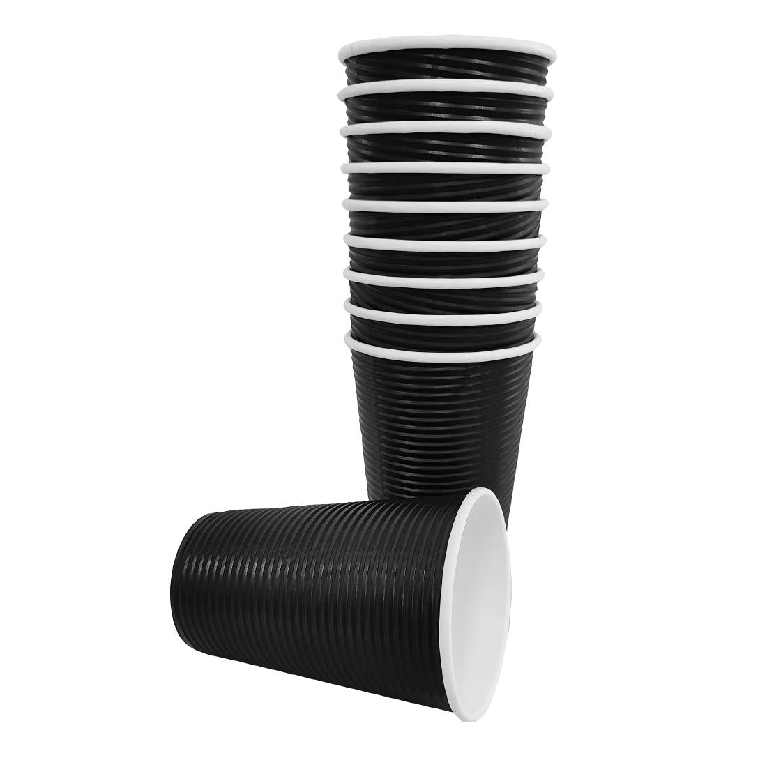 Fiesta Recyclable Hot Cup Ripple Wall Black 455ml (500 Pack) (Capacity: 455ml | Pack Quantity: 500) • PAS-CM545