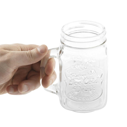 Olympia Glass Handled Mason Jars - 470ml (Pack 12) • PAS-CM698