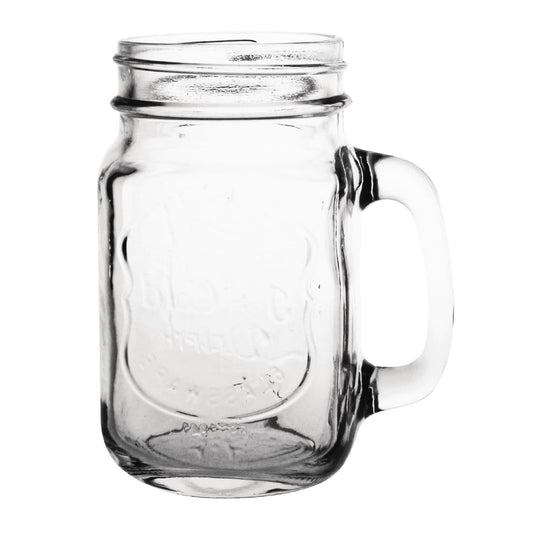Olympia Handled Drinking Jars Printed "Ice Cold Drink" 450ml (12 Pack) • PAS-CM698