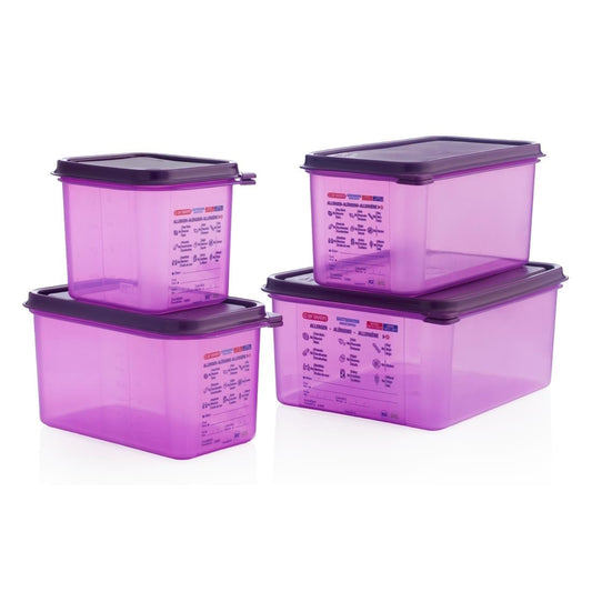 Araven Allergen Polypropylene 1/6 Gastronorm Food Container Purple 2,6Ltr • PAS-CM786