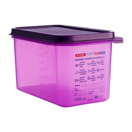 Araven Allergen Polypropylene 1/4 Gastronorm Food Storage Container Purple 4.3Ltr • PAS-CM787