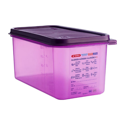 Araven Allergen Polypropylene 1/3 Gastronorm Food Container Purple 6Ltr • PAS-CM788
