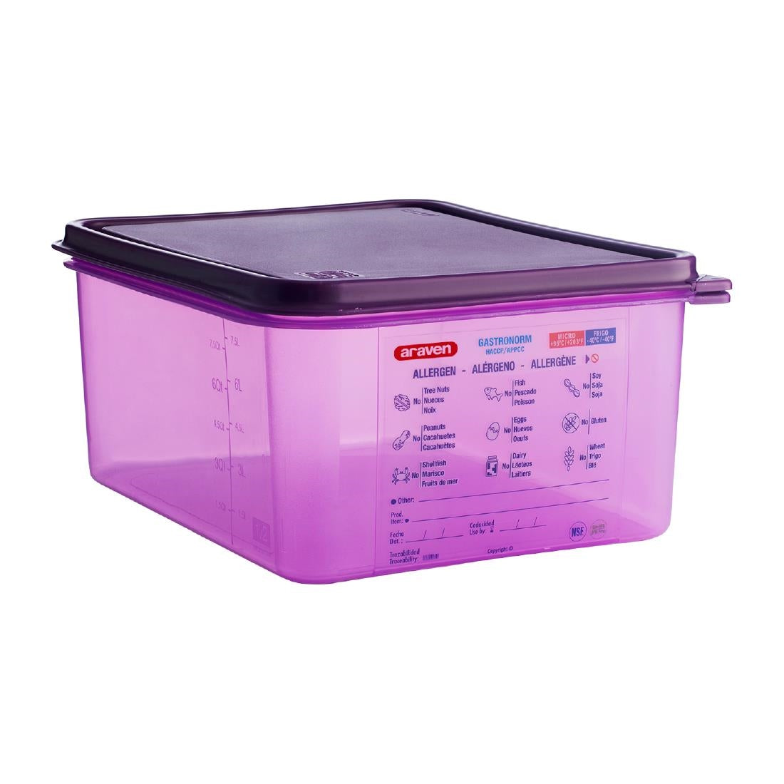 Araven Allergen Polypropylene 1/2 Gastronorm Food Container 10Ltr • PAS-CM789