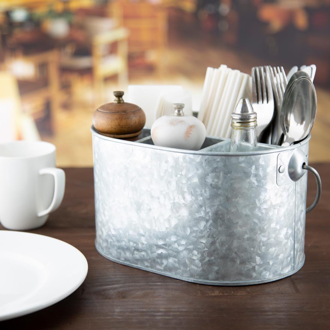 Olympia Galvanised Table Tidy - 135(H)x240(W)x175(D)mm • PAS-CN520