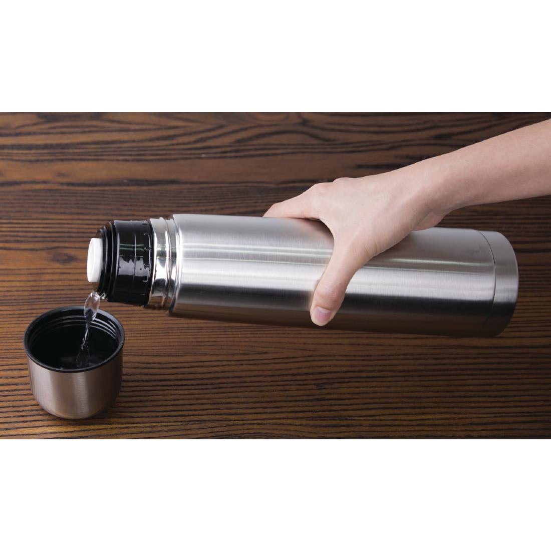 Olympia Vacuum Flask Stainless Steel 1Ltr • PAS-CN696