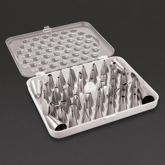 Vogue Cake Decorating 52 Assorted Piping Nozzles (Pack of 52 Assorted Tubes. Material: Stainless Steel) • PAS-CP106