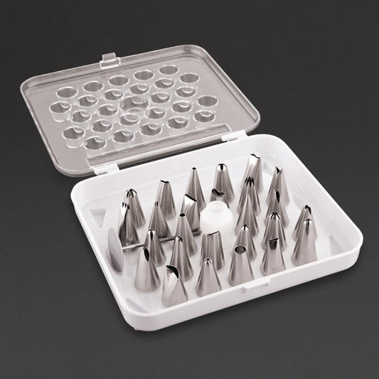Vogue Cake Decorating 26 Assorted Piping Nozzles (Pack of 26 Assorted Tubes. Material: Stainless Steel) • PAS-CP107