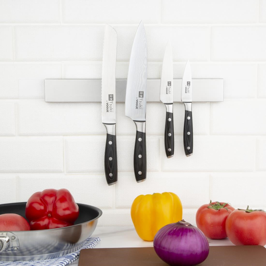 Vogue Stainless Steel Magnetic Knife Rack 450mm • PAS-CP118