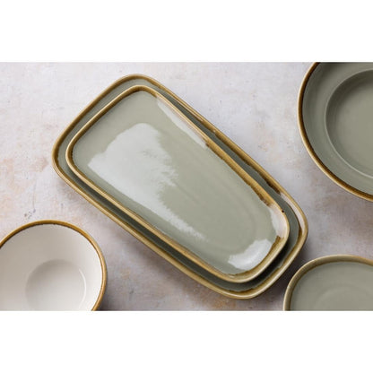 Olympia Kiln Moss Platter Medium - 295x142x23mm 11 3/5x 5 3/5x 1" (4 Pack) • PAS-CP173