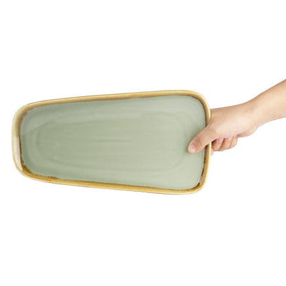 Olympia Kiln Moss Platter Medium - 295x142x23mm 11 3/5x 5 3/5x 1" (4 Pack) • PAS-CP173