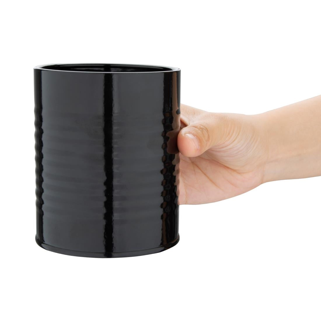 Olympia Tin Can Table Tidy Black - 110(H)x90(W)mm (110(H) x 90(Ø)mm / 4.3x3.5") • PAS-CP498