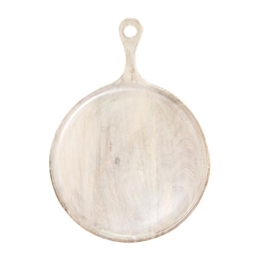 Chef Inox Mangowood Round Wood Serving Board with Handle 250x350mm - White • PAS-CR520