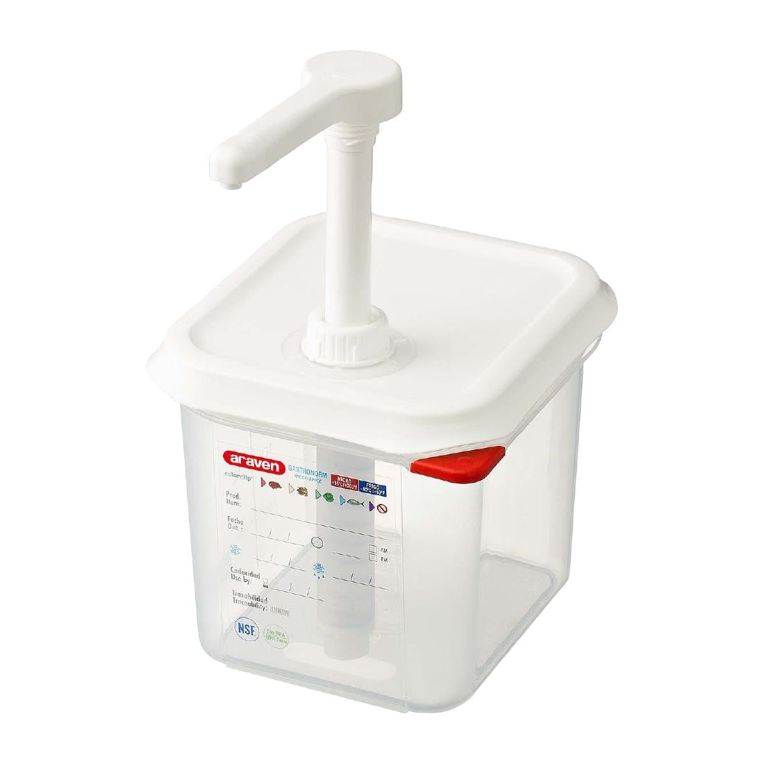 Araven Sauce Dispenser with Pump GN 1/6 Transparent 2.6Ltr • PAS-CR820