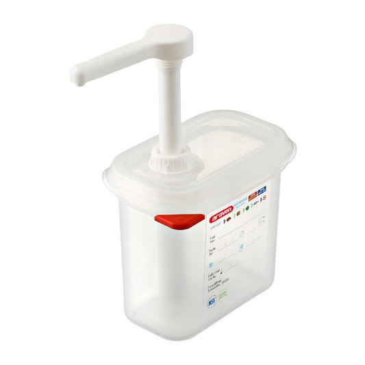 Araven Sauce Dispenser with Pump GN 1/9 Transparent 1.5Ltr • PAS-CR821
