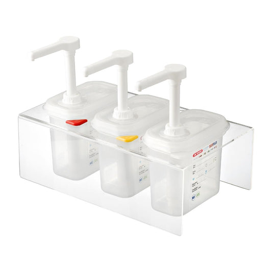 Araven Sauce Dispensers with Pump GN 1/9 Transparent 1.5Ltr (3 Pack) • PAS-CR823