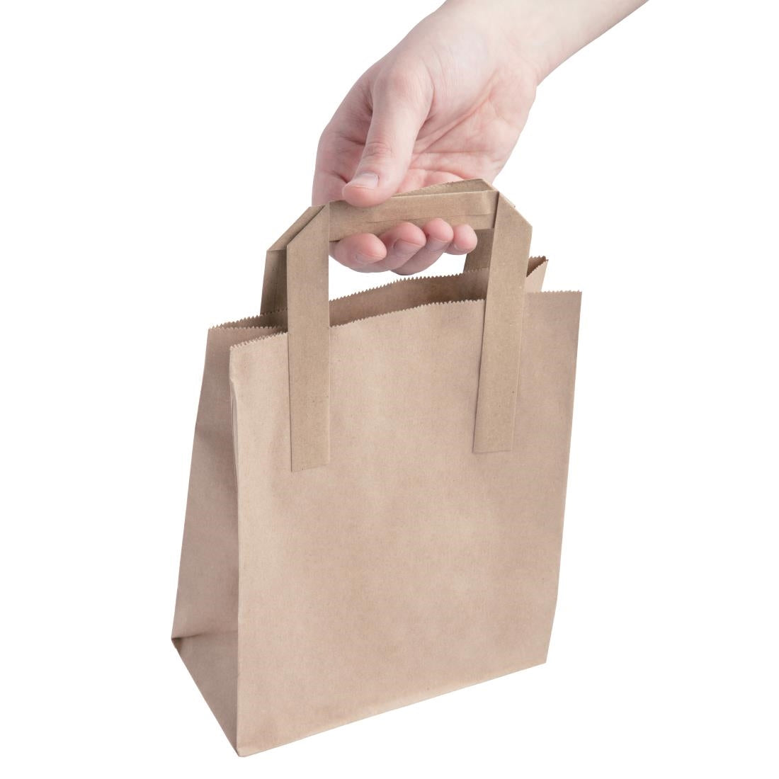 Fiesta Recyclable Flat Handle Paper Bags Brown (250 Pack) (Sizes: Small - Large. Pack Quantity: 250) • PAS-P_JA527