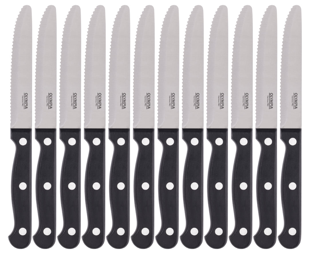 Olympia Rounded Steak Knife Black - 114mm 4 1/2" (Box 12) • PAS-CS716