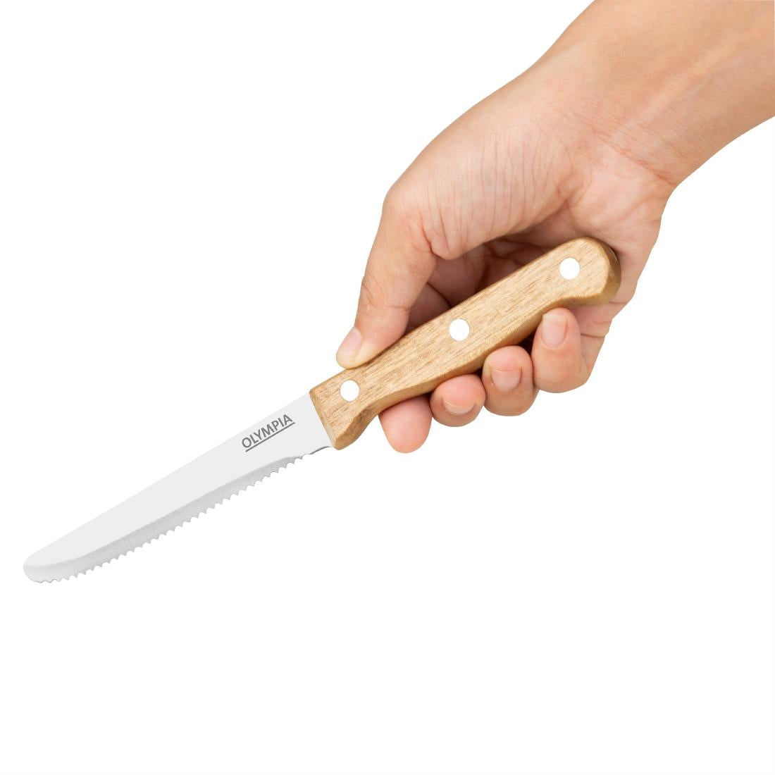 Olympia Rounded Steak Knives with Acacia Wood Handles (12 Pack) • PAS-CS717