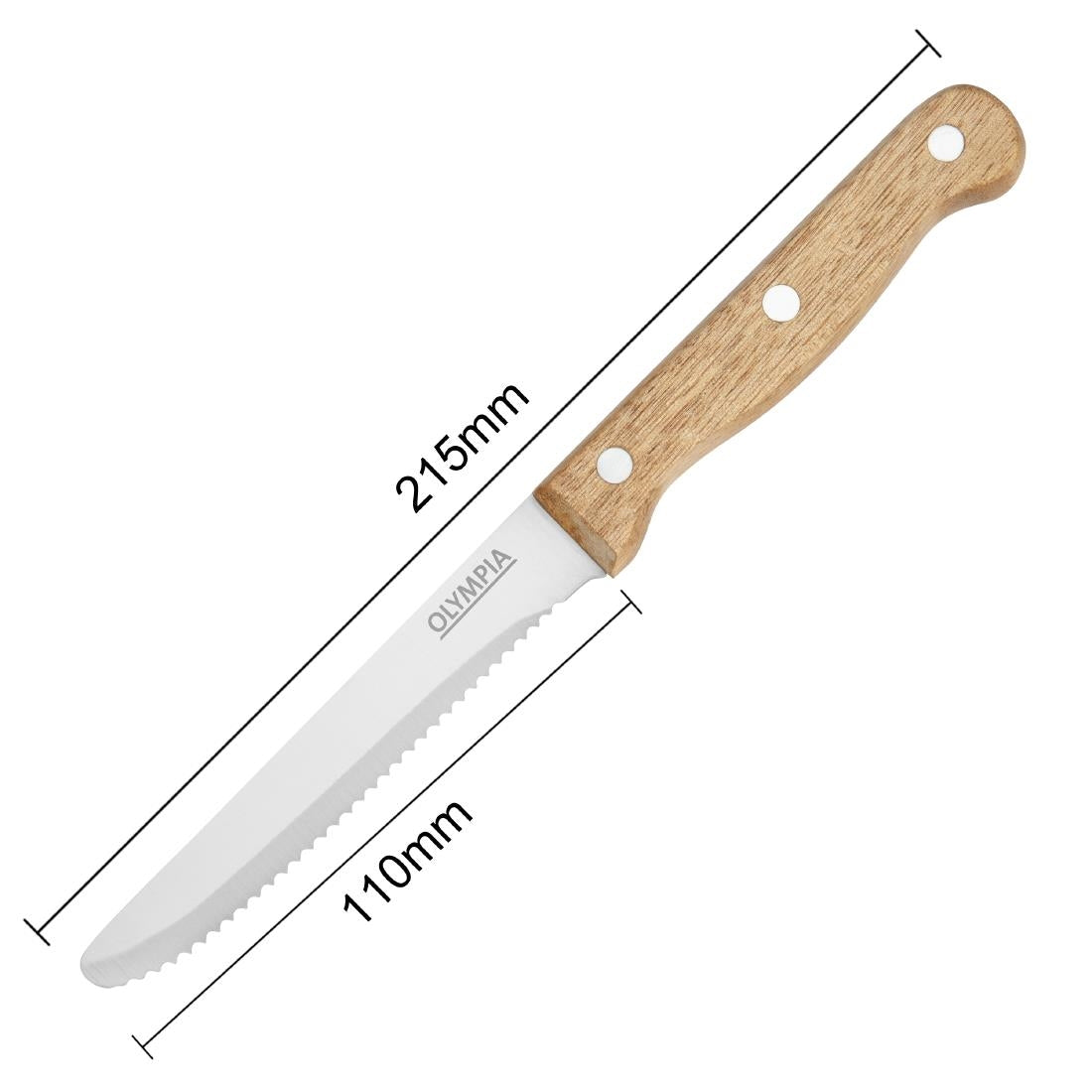 Olympia Rounded Steak Knives with Acacia Wood Handles (12 Pack) • PAS-CS717
