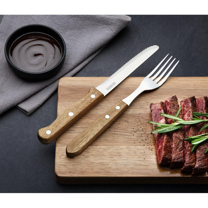 Olympia Rounded Steak Knives with Acacia Wood Handles (12 Pack) • PAS-CS717