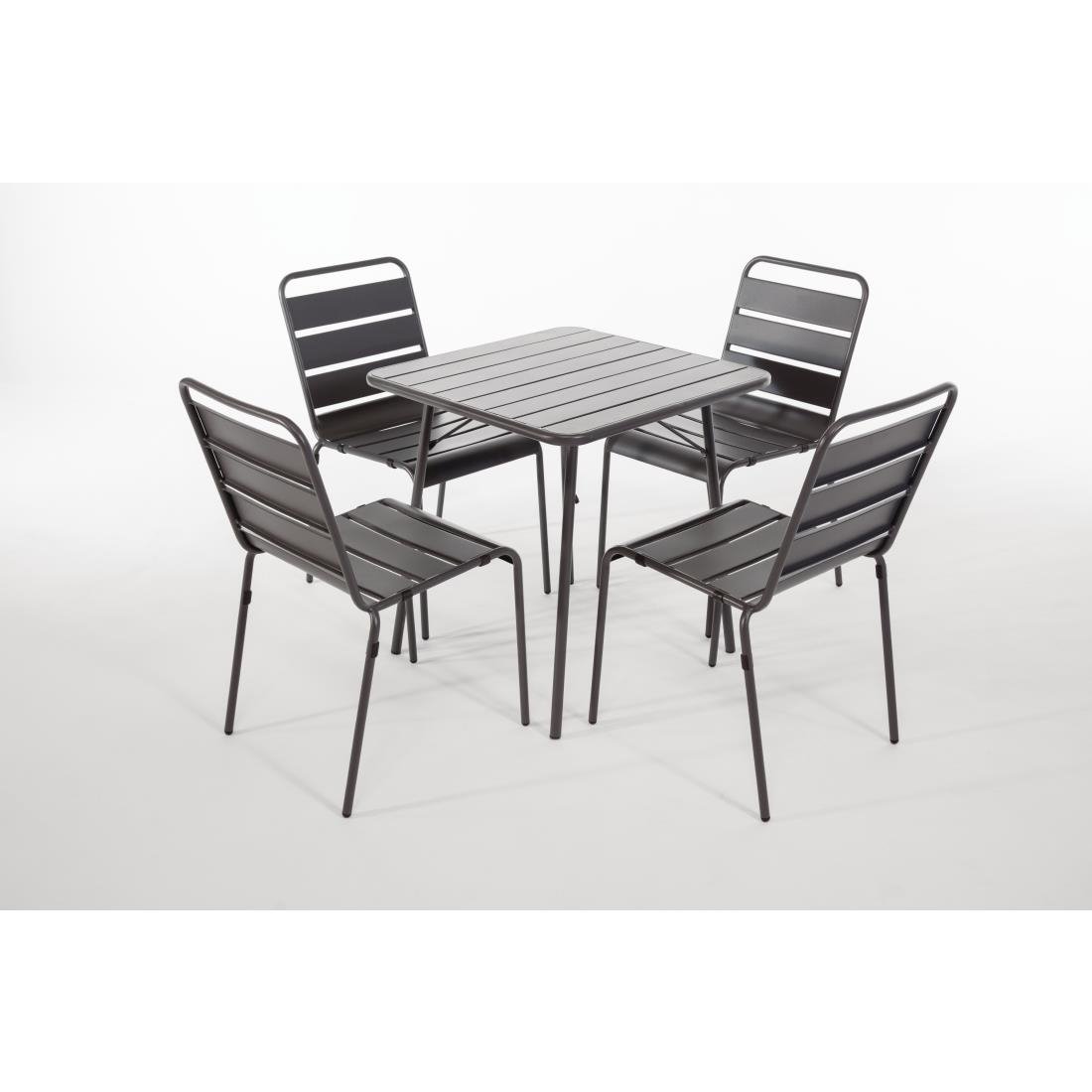 Bolero Square Slatted Steel Table Grey 700mm • PAS-CS730