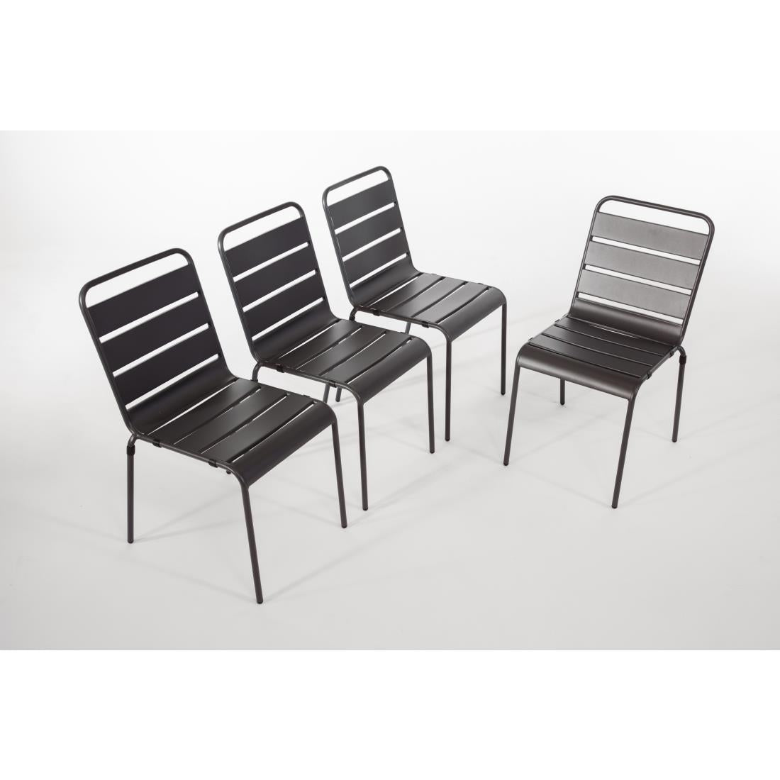 Bolero Slatted Steel Side Chairs Grey (4 Pack) (Seat Height: 450mm. Pack Quantity: 4) • PAS-CS727