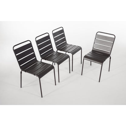 Bolero Slatted Steel Side Chairs Grey (4 Pack) (Seat Height: 450mm. Pack Quantity: 4) • PAS-CS727