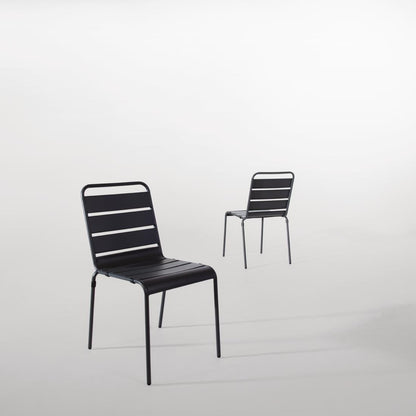 Bolero Slatted Steel Side Chairs Grey (4 Pack) (Seat Height: 450mm. Pack Quantity: 4) • PAS-CS727