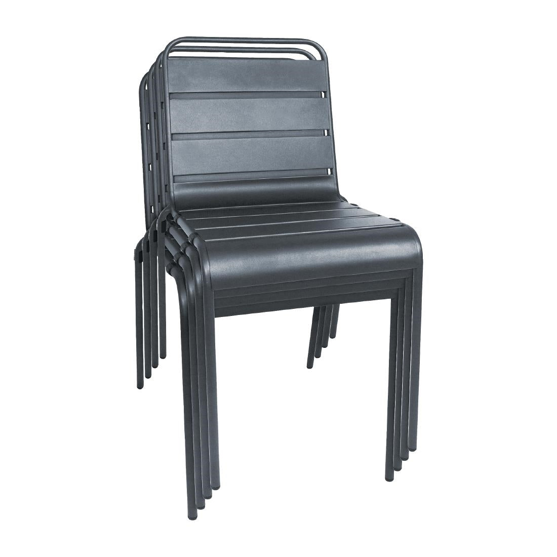 Bolero Slatted Steel Side Chairs Grey (4 Pack) (Seat Height: 450mm. Pack Quantity: 4) • PAS-CS727