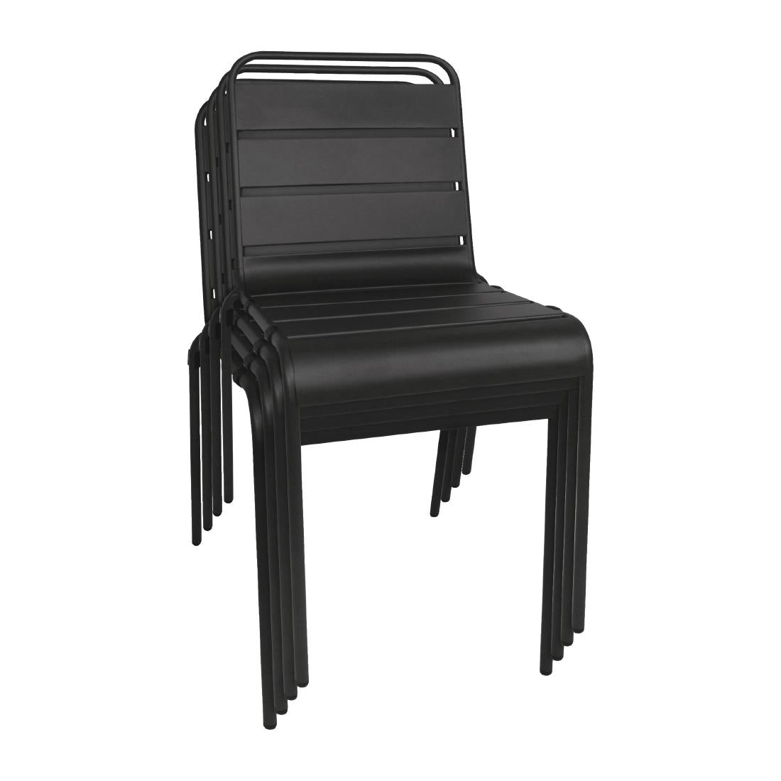 Bolero Black Slatted Steel Side Chairs (4 Pack) • PAS-CS728