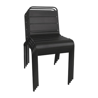 Bolero Black Slatted Steel Side Chairs (4 Pack) • PAS-CS728
